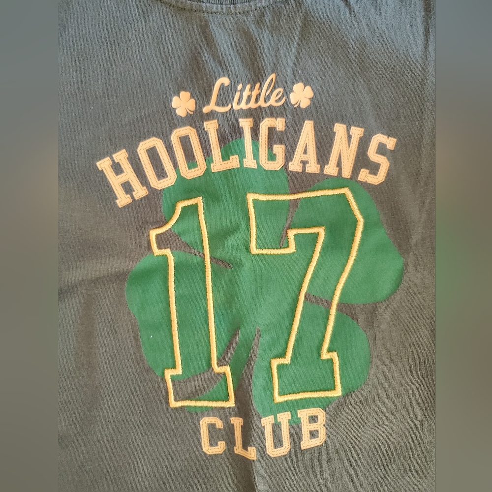 OLD NAVY BOYS 5T green "Little Hooligans Club" tee SPD St Patrick's Day - Picture 4 of 8